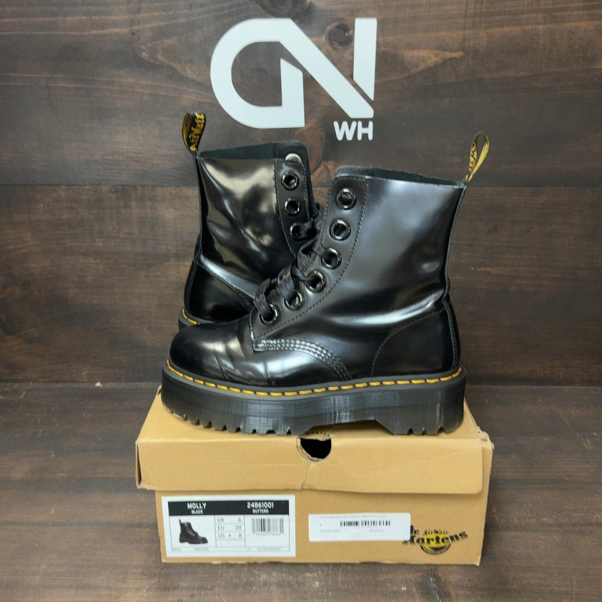 Dr. Martens Molly Wmns Leather Platform Boot 'Black' Size 8 (Pre-Owned) - Image 10