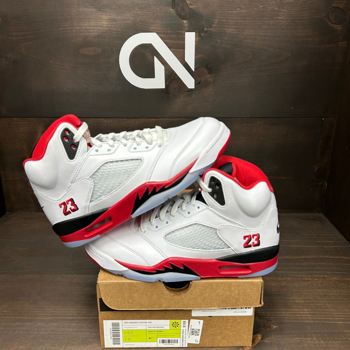 Jordan 5 Retro Fire Red Black Tongue (2025) - Image 1