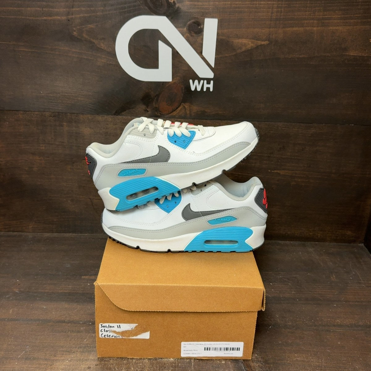 Nike Air Max 90 Leather White Chlorine Blue (GS) Size 6Y (Pre-Owned) - Image 1
