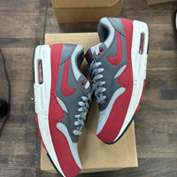 Wolf Grey/Gym Red Dark Grey Nike Air Max 1 Essential (USED, No Box)
