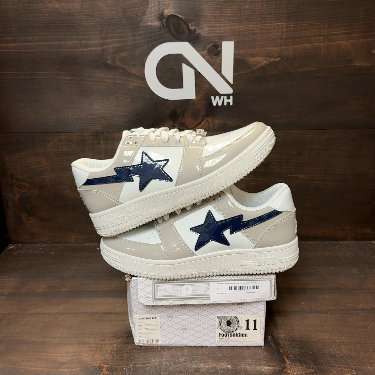 A Bathing Ape Bape Sta Low White Grey - Image 1