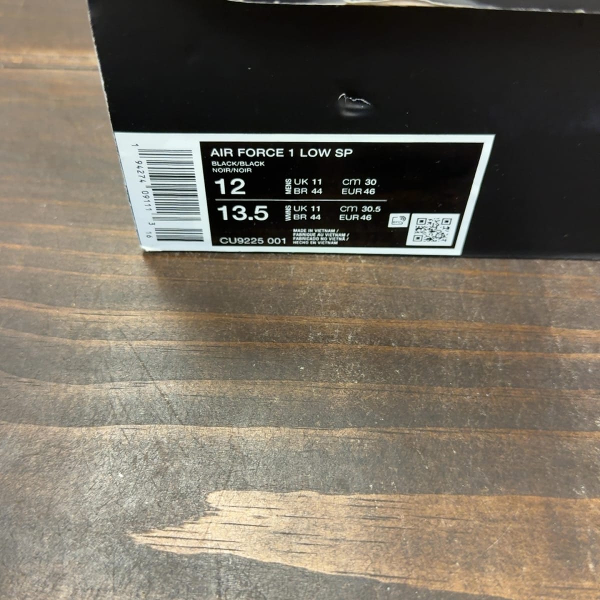 Nike Air Force 1 Low Supreme Black Size 12 (Pre-Owned) - aux