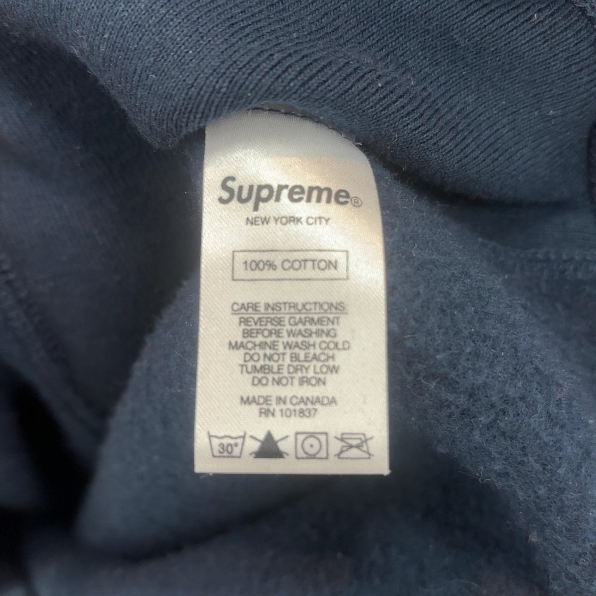 Supreme Classic Logo Hooded Sweatshirt Navy Size L (Pre-Owned) - Image 4