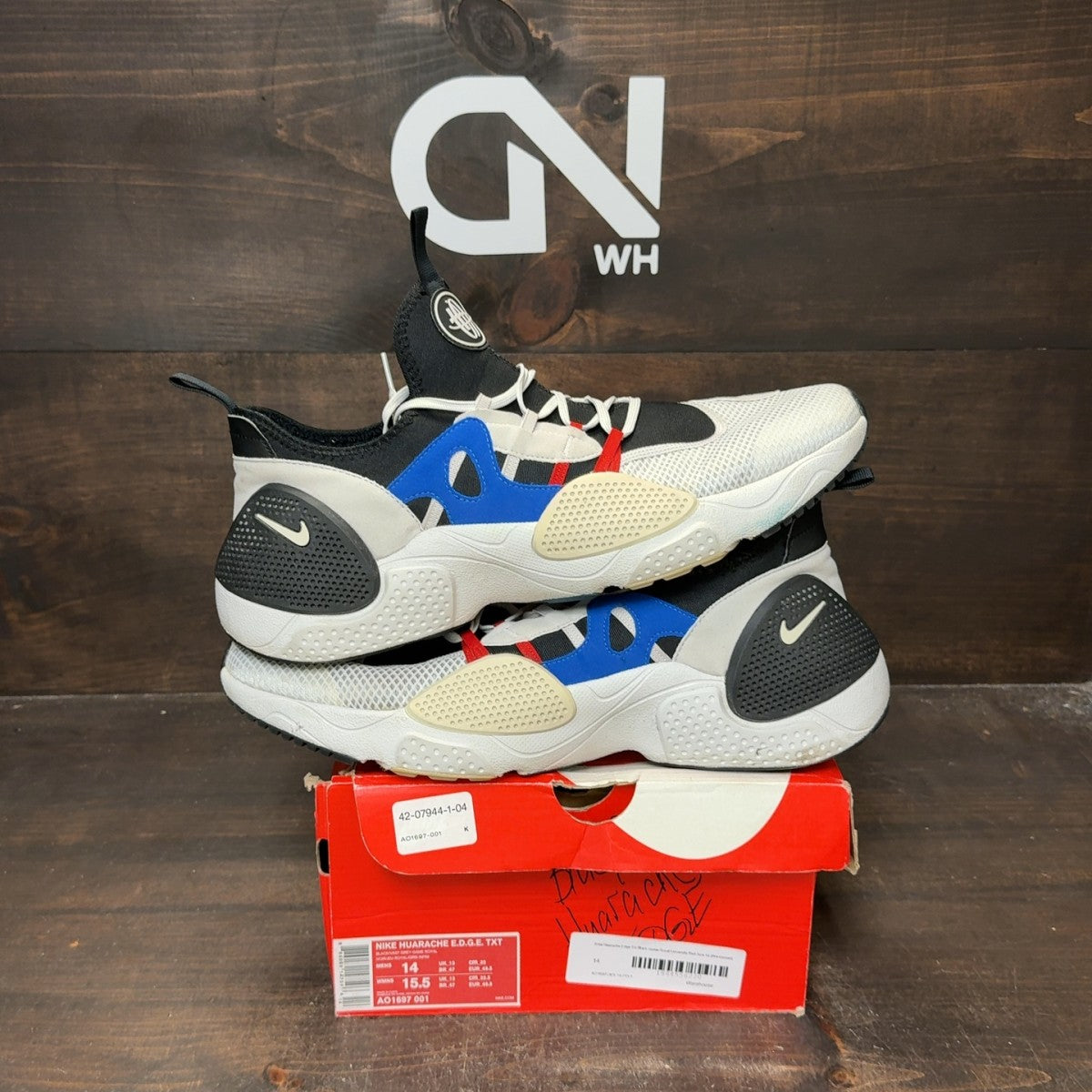 Nike Huarache Edge Txt Black Game Royal University Red Size 14 (Pre-Owned) - Image 1