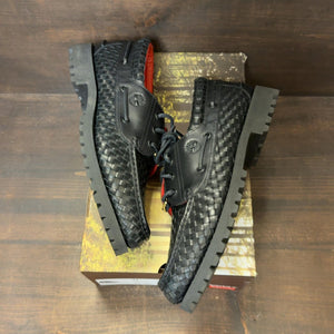 Timberland Woven Leather 3-Eye Lug Supreme Black Size 11 (Pre-Owned)