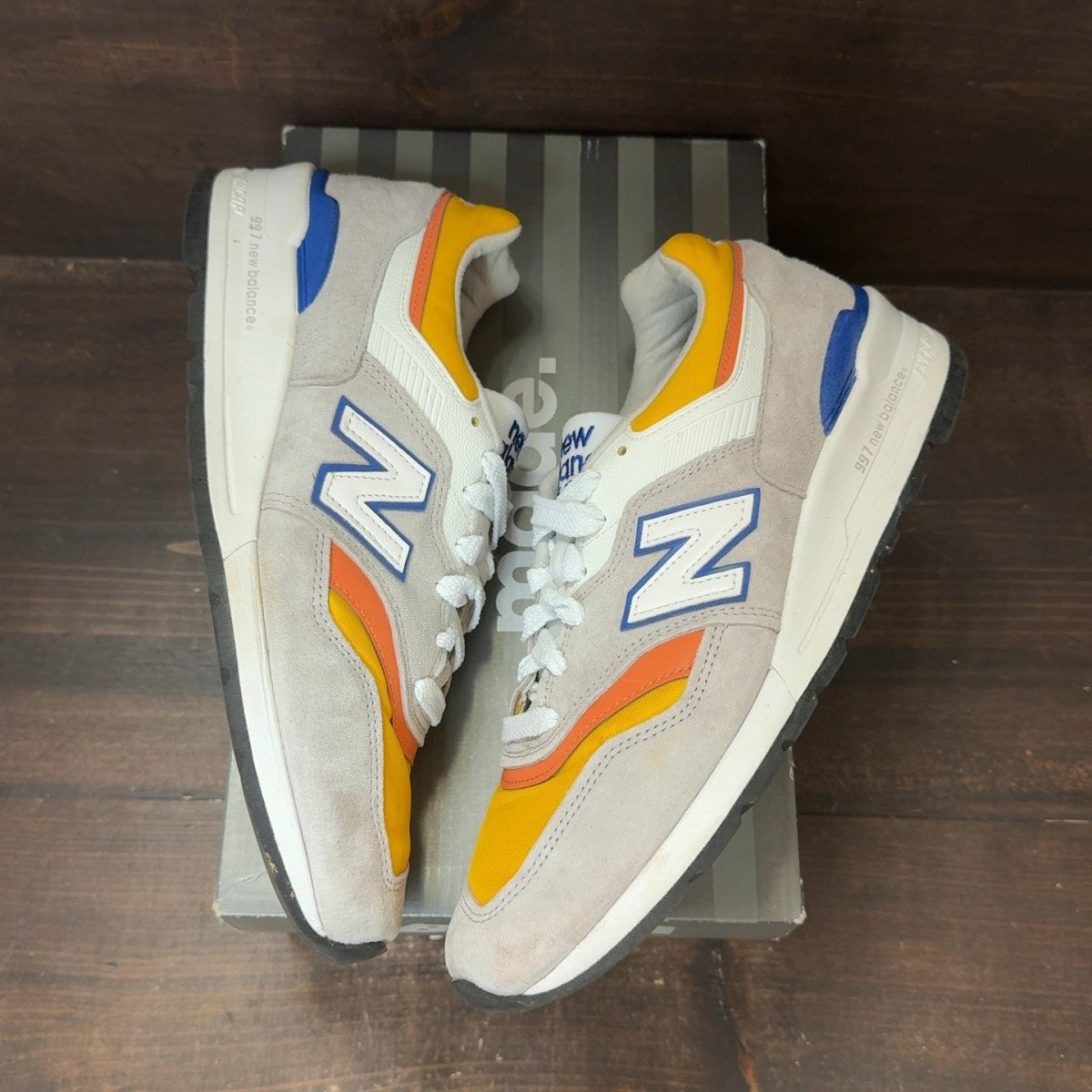 New Balance 997 MiUSA Grey Orange Size 10 (Pre-Owned) - back