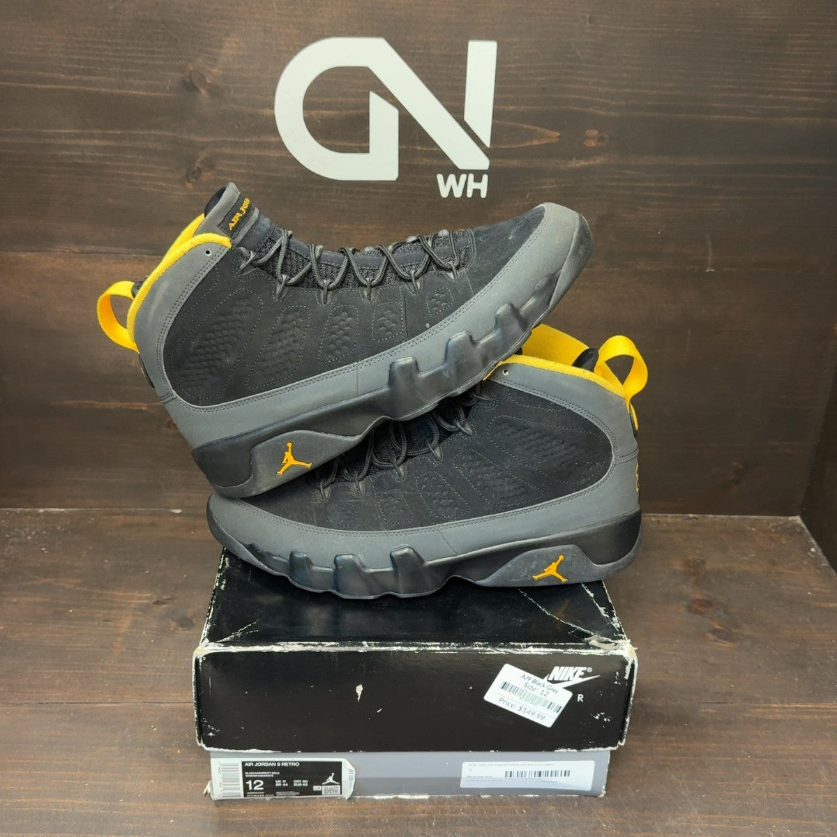 Jordan 9 Retro Dark Charcoal University Gold - Image 1
