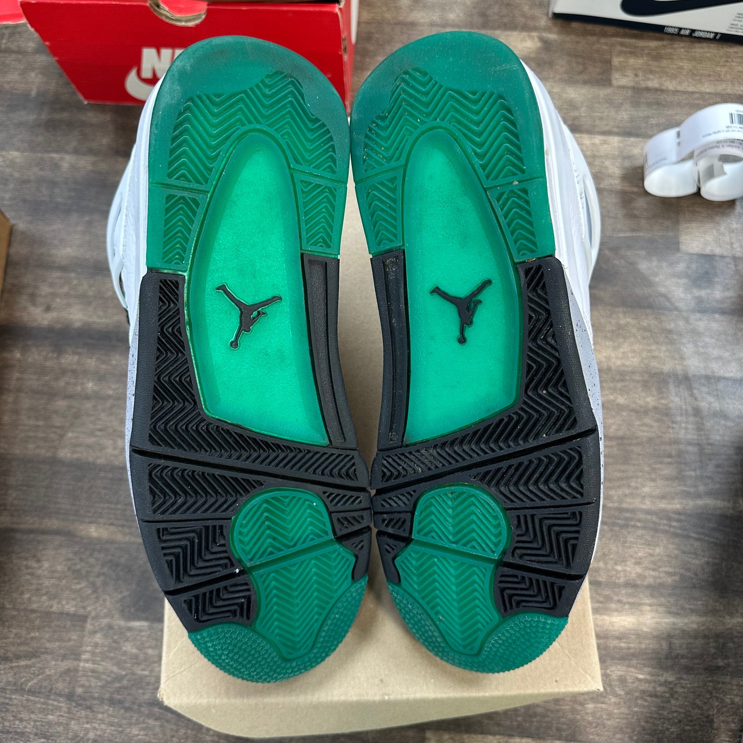 Lucid Green Rasta Jordan 4 Retro (Women's) (USED, No Box)