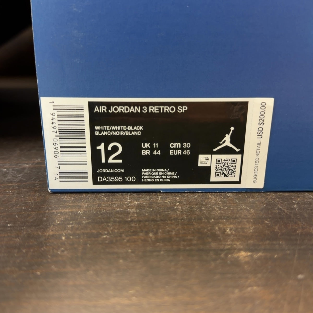 Jordan 3 Retro Fragment Size 12 (Pre-Owned)