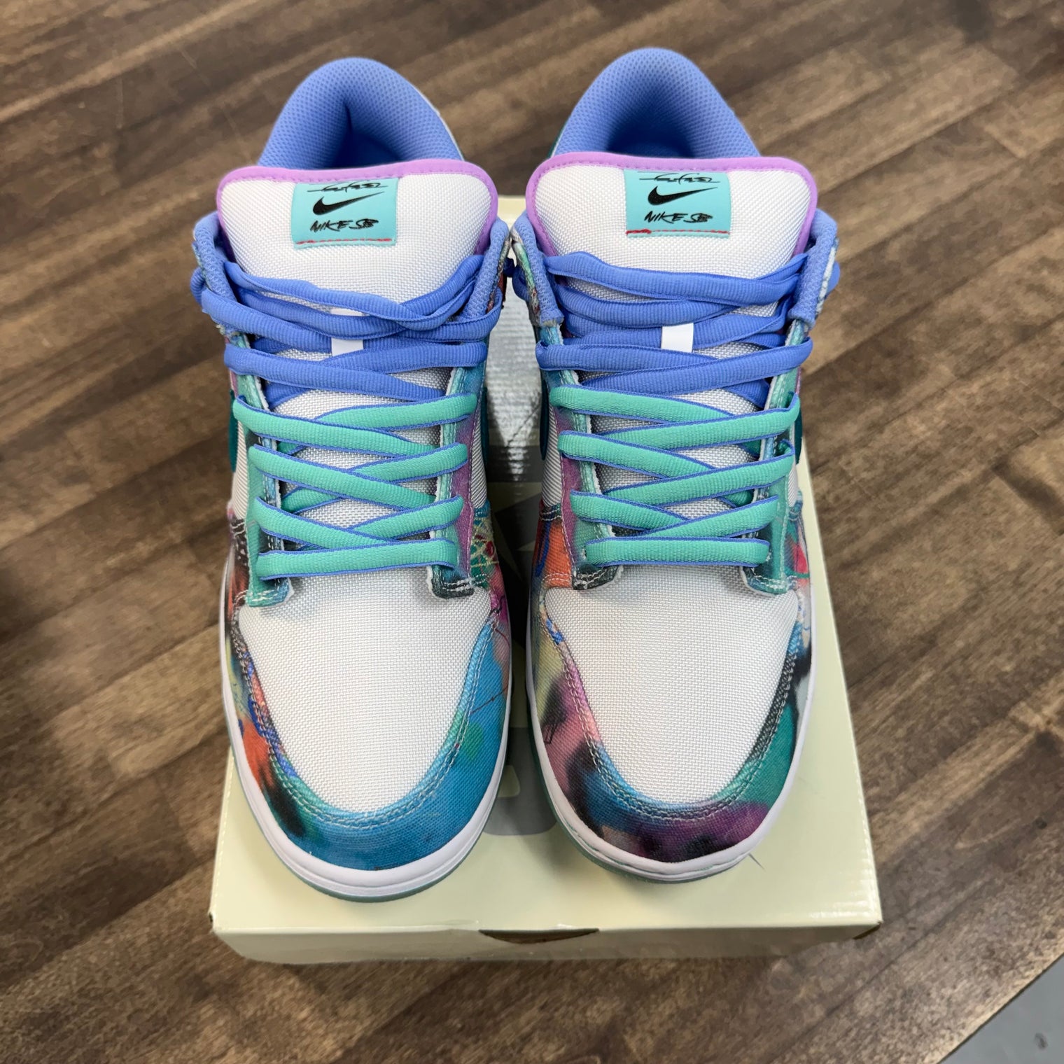 Futura Laboratories Bleached Aqua Nike SB Dunk Low (Lightly Worn)
