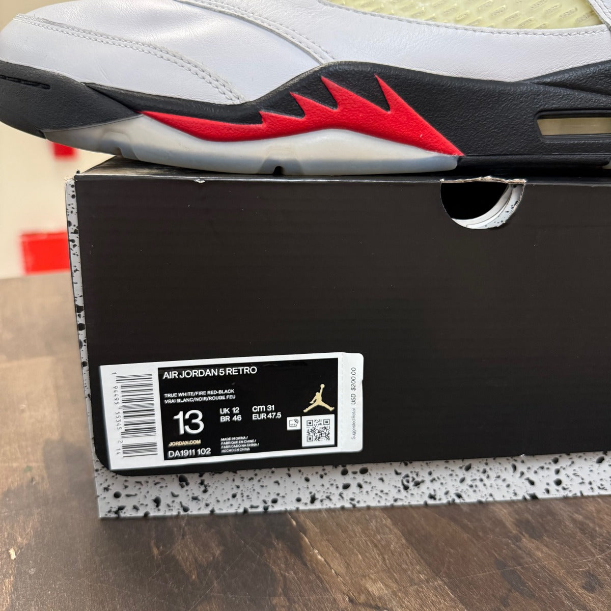 Jordan 5 Retro Fire Red Silver Tongue (2020) Size 13 (Pre-Owned) - Image 6