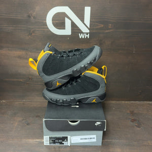 Jordan 9 Retro Dark Charcoal University Gold (GS) Size 5Y (Pre-Owned) - front
