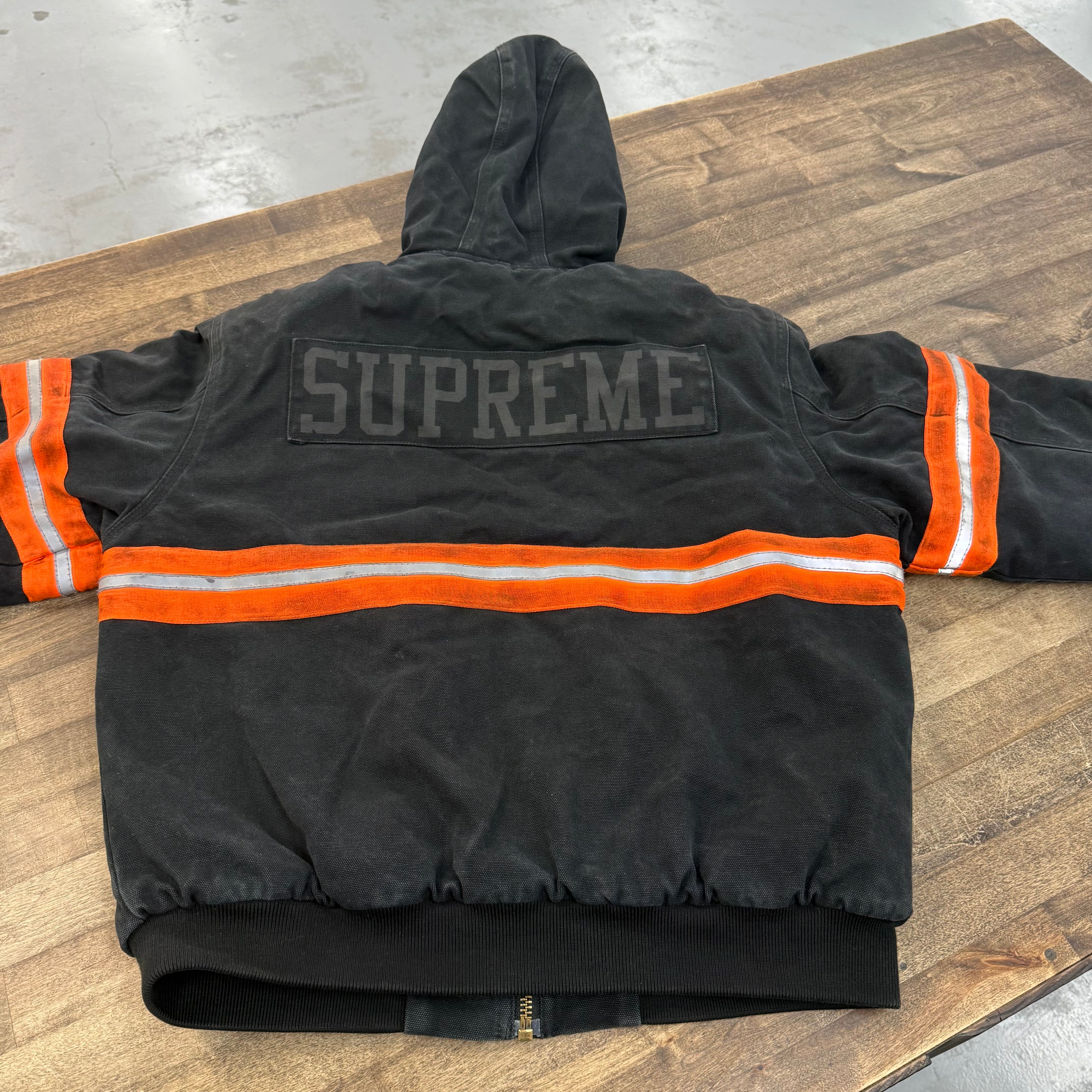 Supreme Reflective Stripe Hooded Work jacket Black (PRE-OWNED)