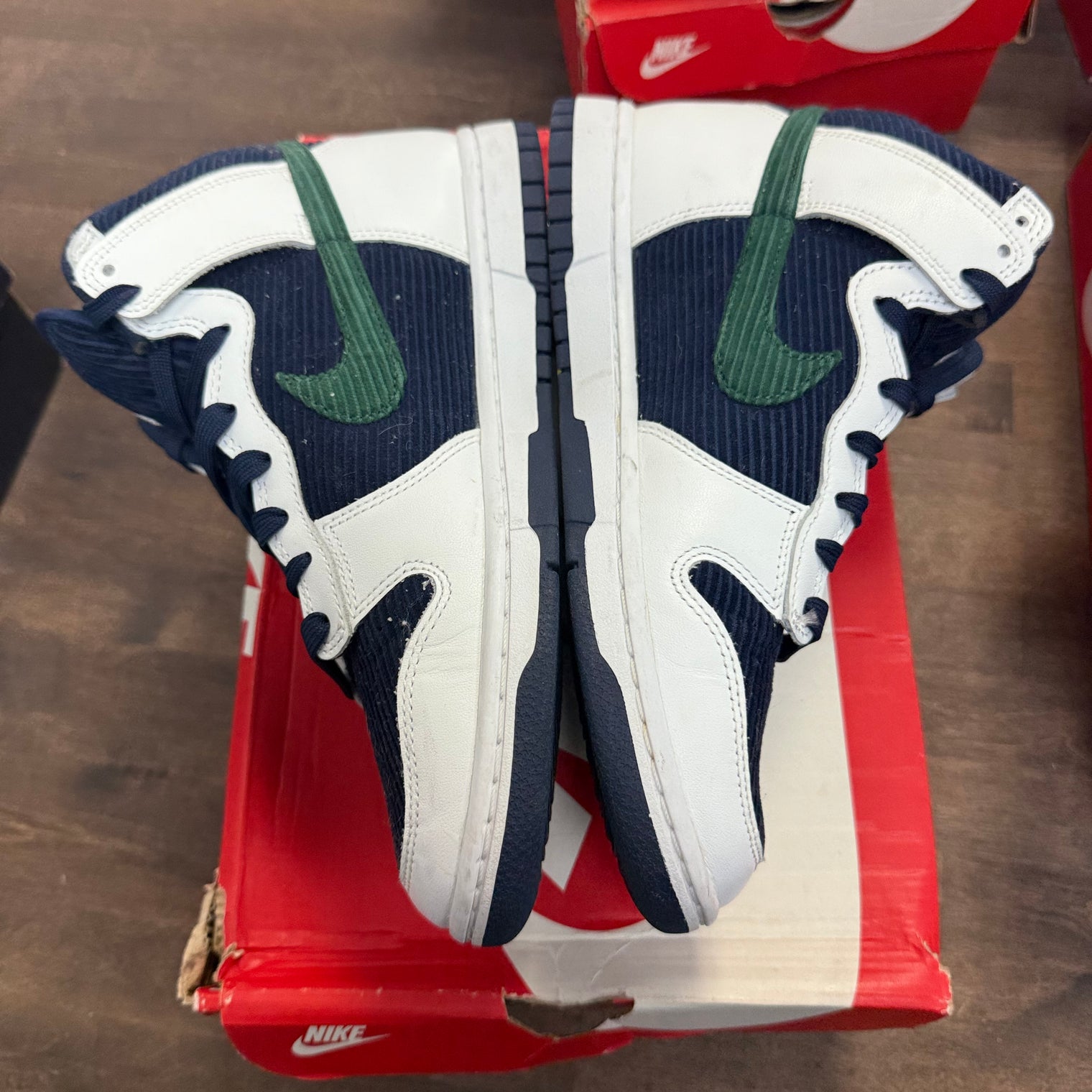 Sports Specialties White Navy Dunk High (USED)