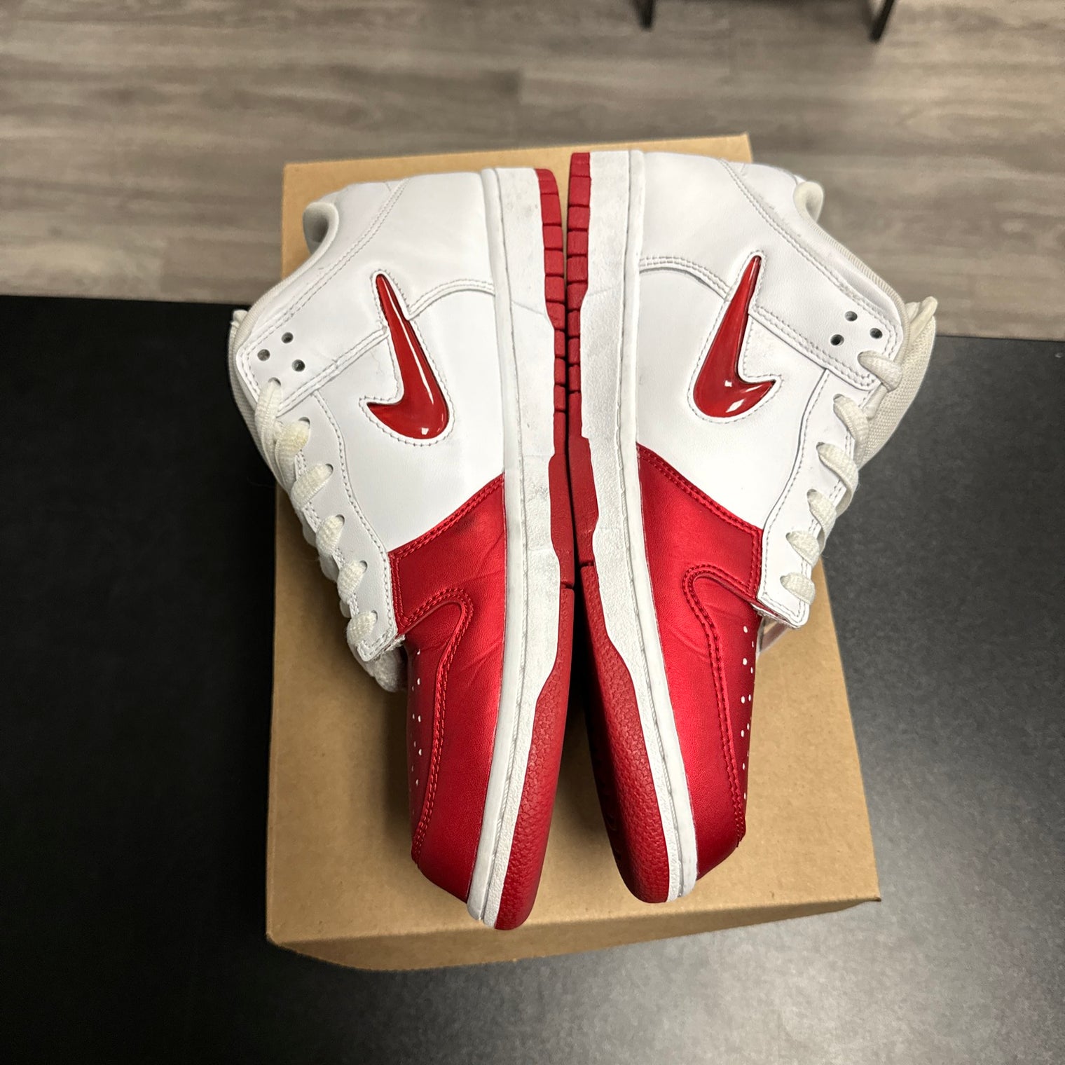 Supreme Jewel Swoosh Red SB Dunk Low (USED, no box)