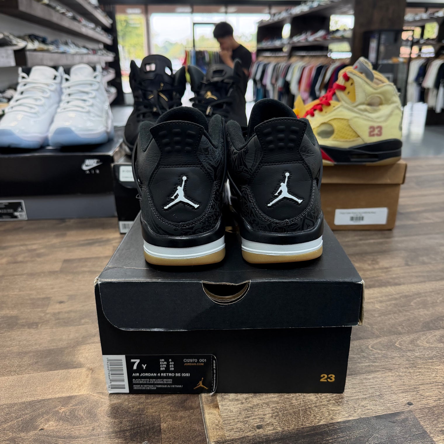 Laser Jordan 4 Black (GS) (USED)