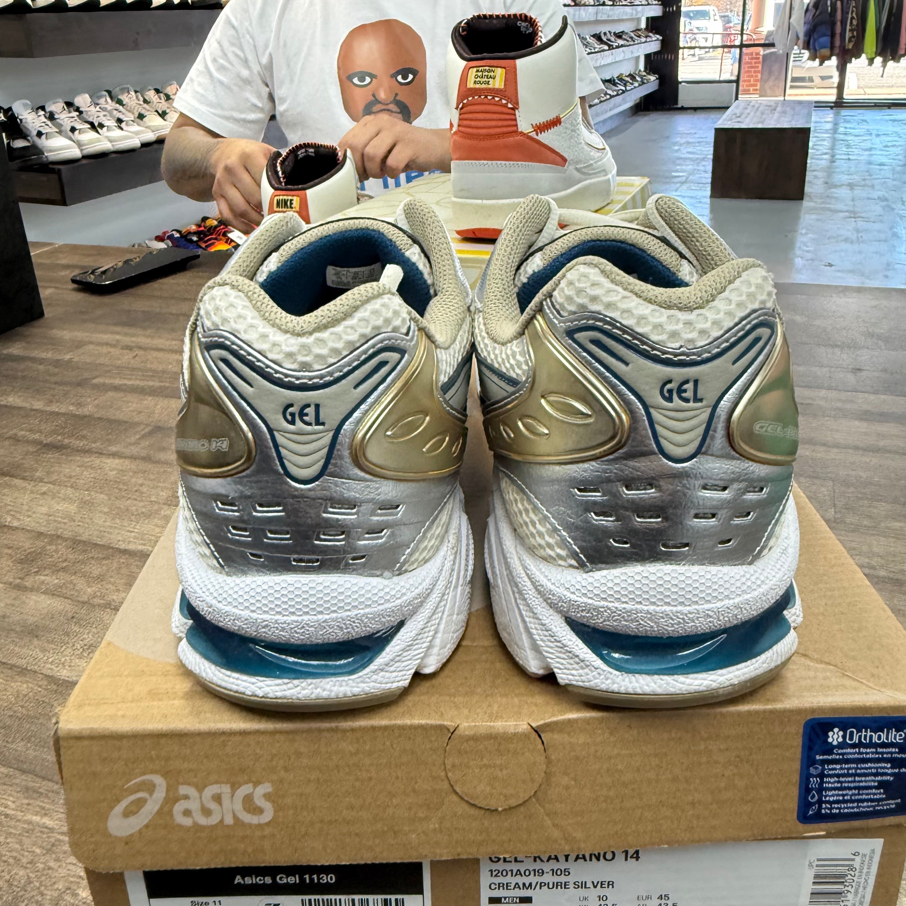 ASICS Cream Pure Silver Champagne Asics Gel-Kayano 14 (USED) Size 11 (Pre-Owned) - Image 4