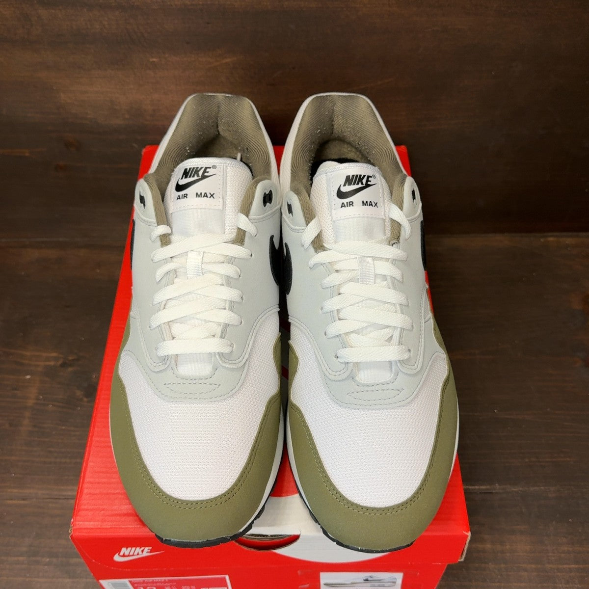 Nike Air Max 1 White Black Medium Olive - Image 3