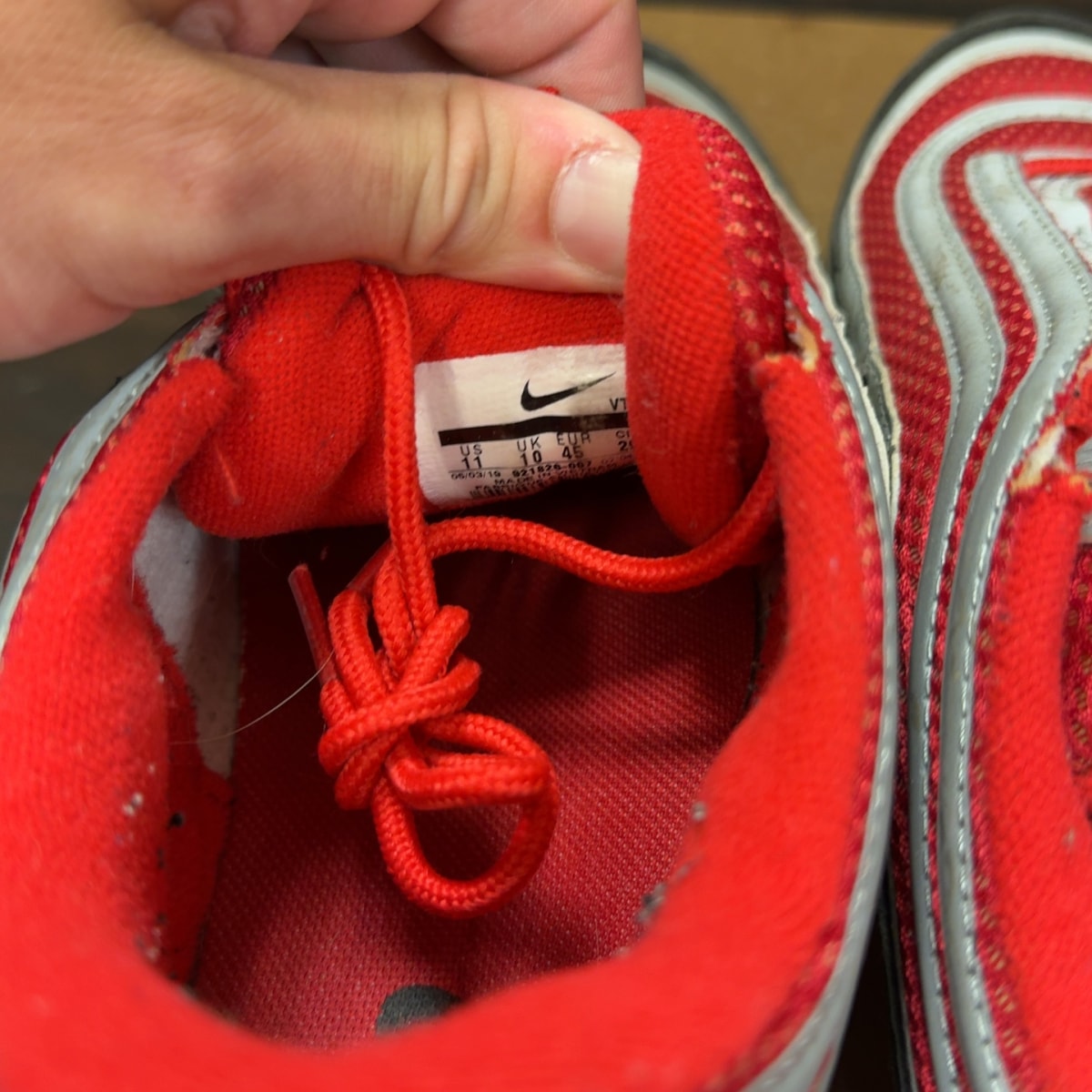 Nike Air Max 97 Dark Grey Gym Red Size 11 (Pre-Owned) - Image 7