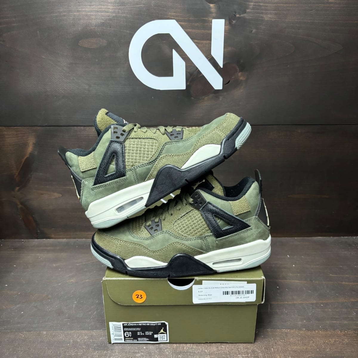 Jordan 4 Retro SE Craft Medium Olive (GS) Size 6.5Y (Pre-Owned) - front
