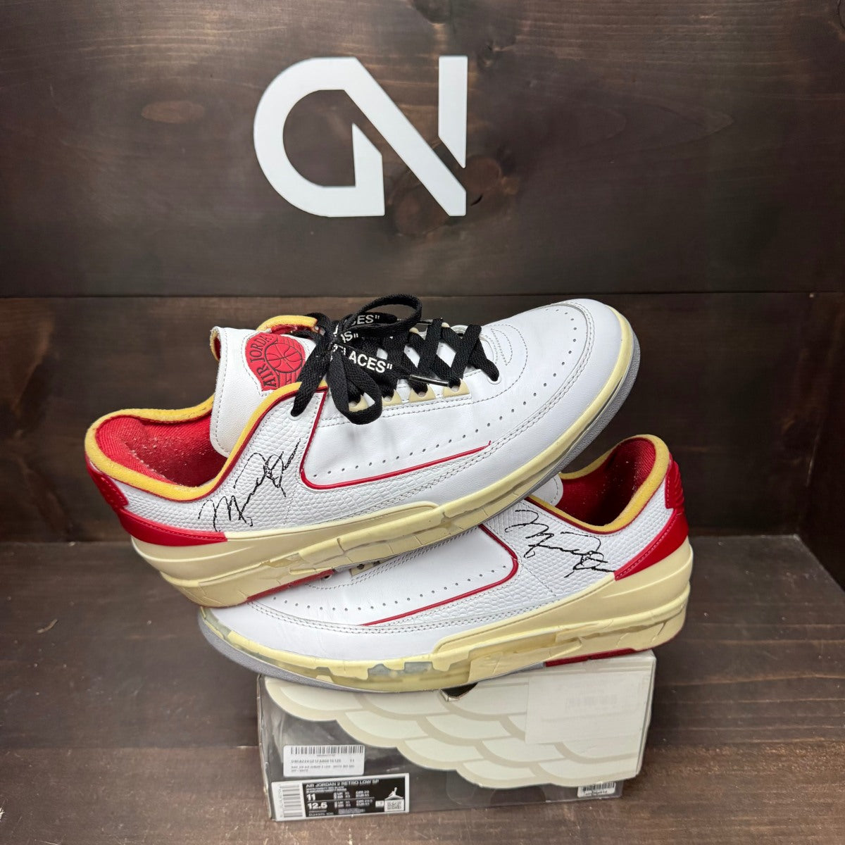 Jordan 2 Retro Low SP Off-White White Red Size 11 (Pre-Owned) - Image 1