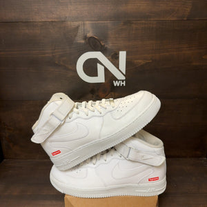 Nike Air Force 1 Mid Supreme White Size 10 (Pre-Owned) - Image 1