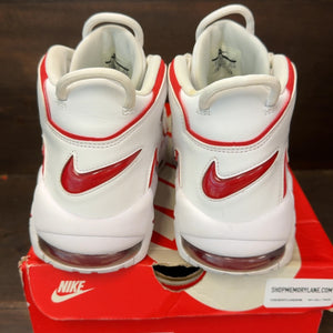 Nike Air More Uptempo White Varsity Red Outline Size 9.5 (Pre-Owned) - aux