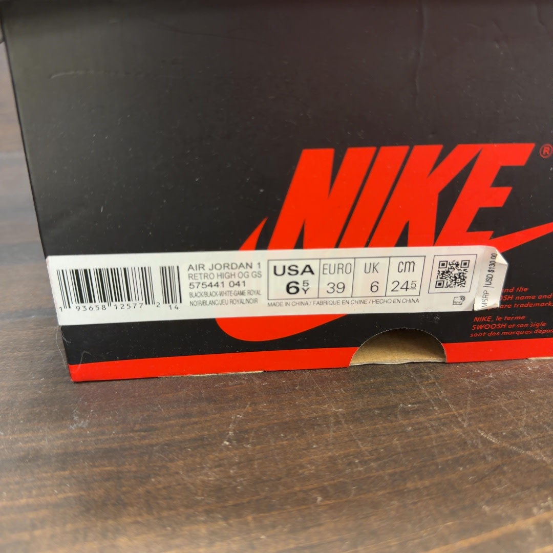Jordan 1 Retro High Royal Toe (GS) Size 6.5Y (Pre-Owned)