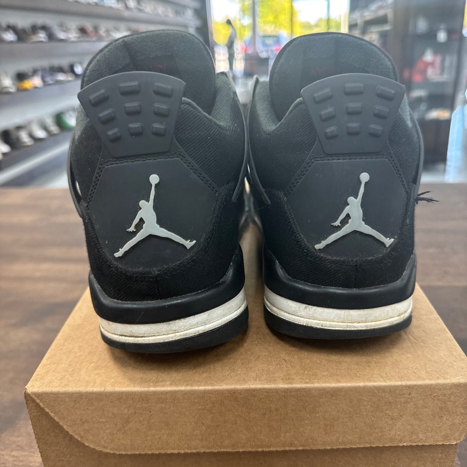 Black Canvas Jordan 4 Retro (USED,NO BOX)