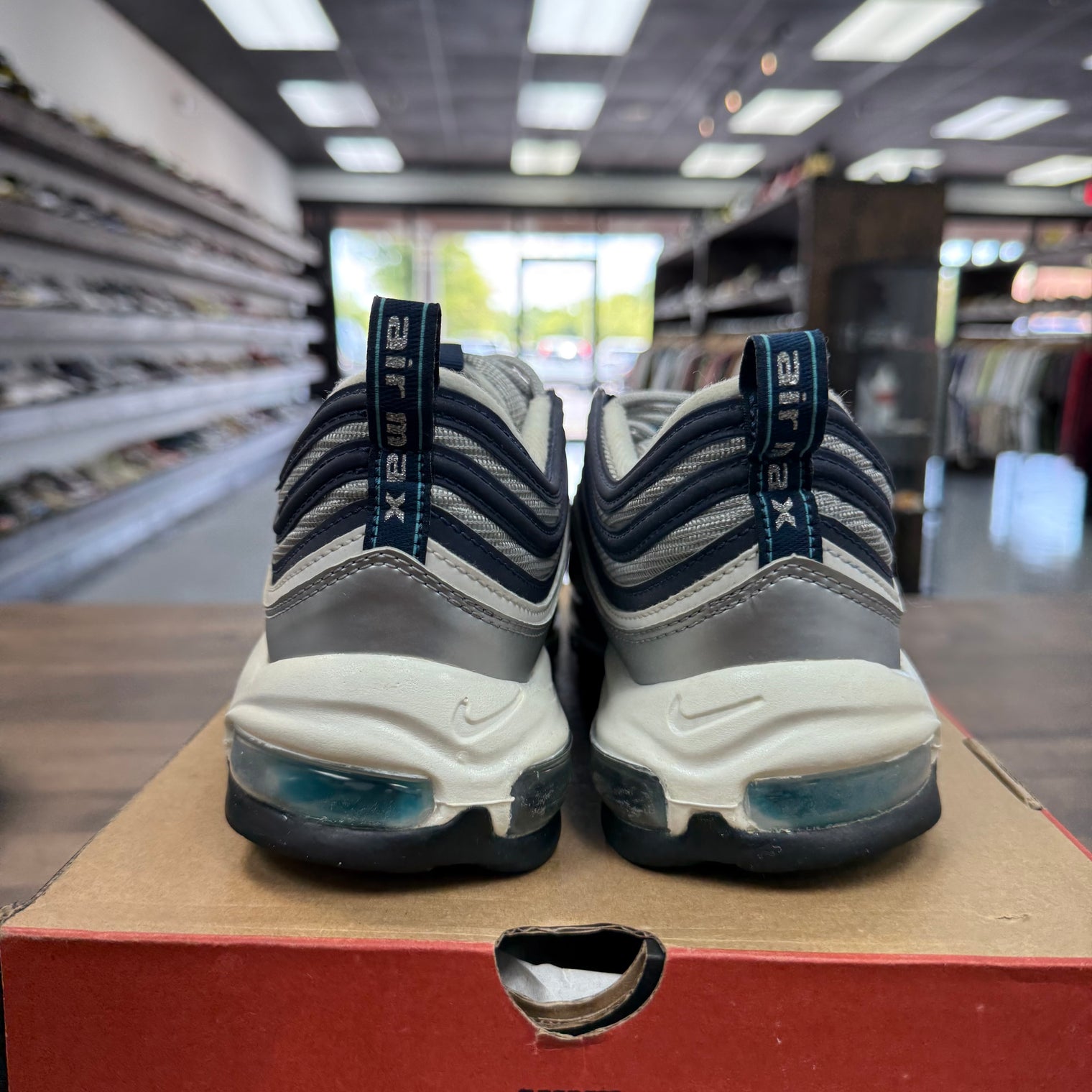 Metallic Silver Chlorine Blue Air Max 97 (USED)