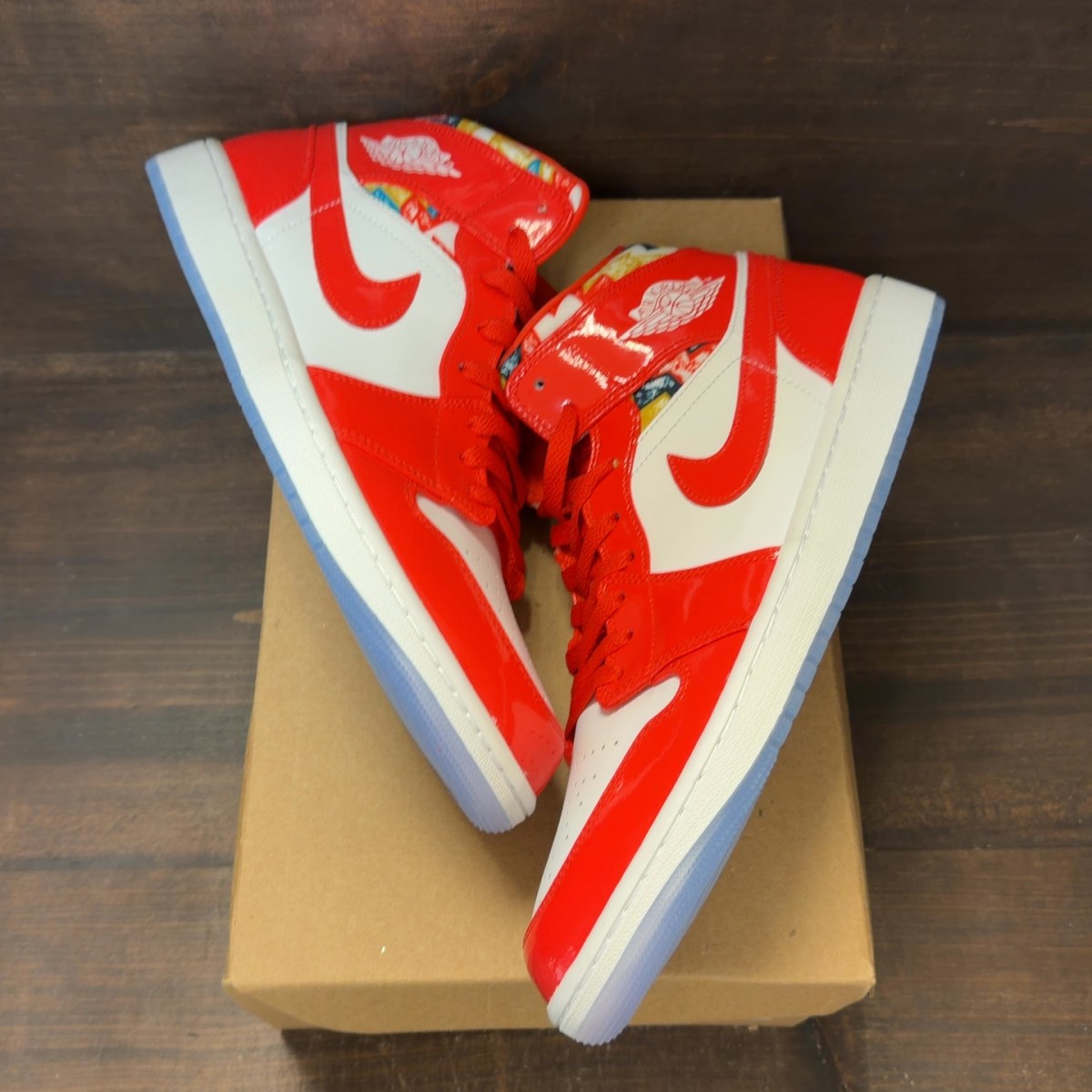 Jordan 1 Mid Barcelona Sweater Red Patent Size 12 (Pre-Owned) - Image 2