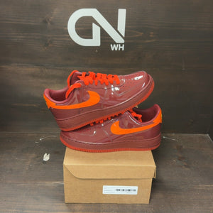 Nike Air Force 1 Low Patent Leather Dark Team Red Safety Orange Size 7.5 (Pre-Owned) - Image 1