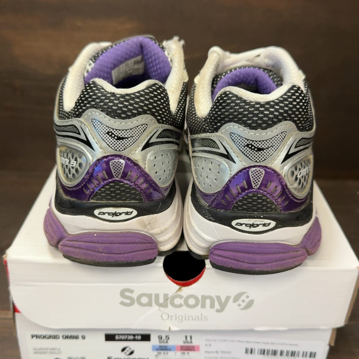 Saucony ProGrid Omni 9 White Black Silver Purple Size 9.5 (Pre-Owned) - aux