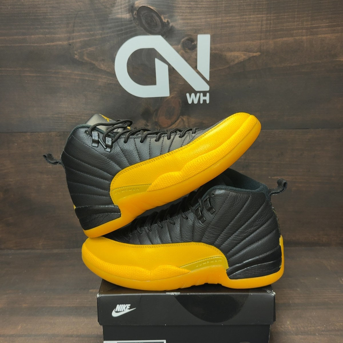 Jordan 12 Retro Black University Gold Size 9.5 (Pre-Owned) - Image 1
