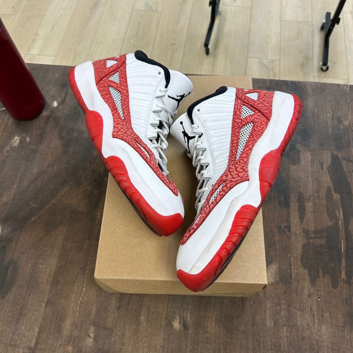 Jordan 11 Retro Low IE White Gym Red Size 12 (Pre-Owned) - Image 1