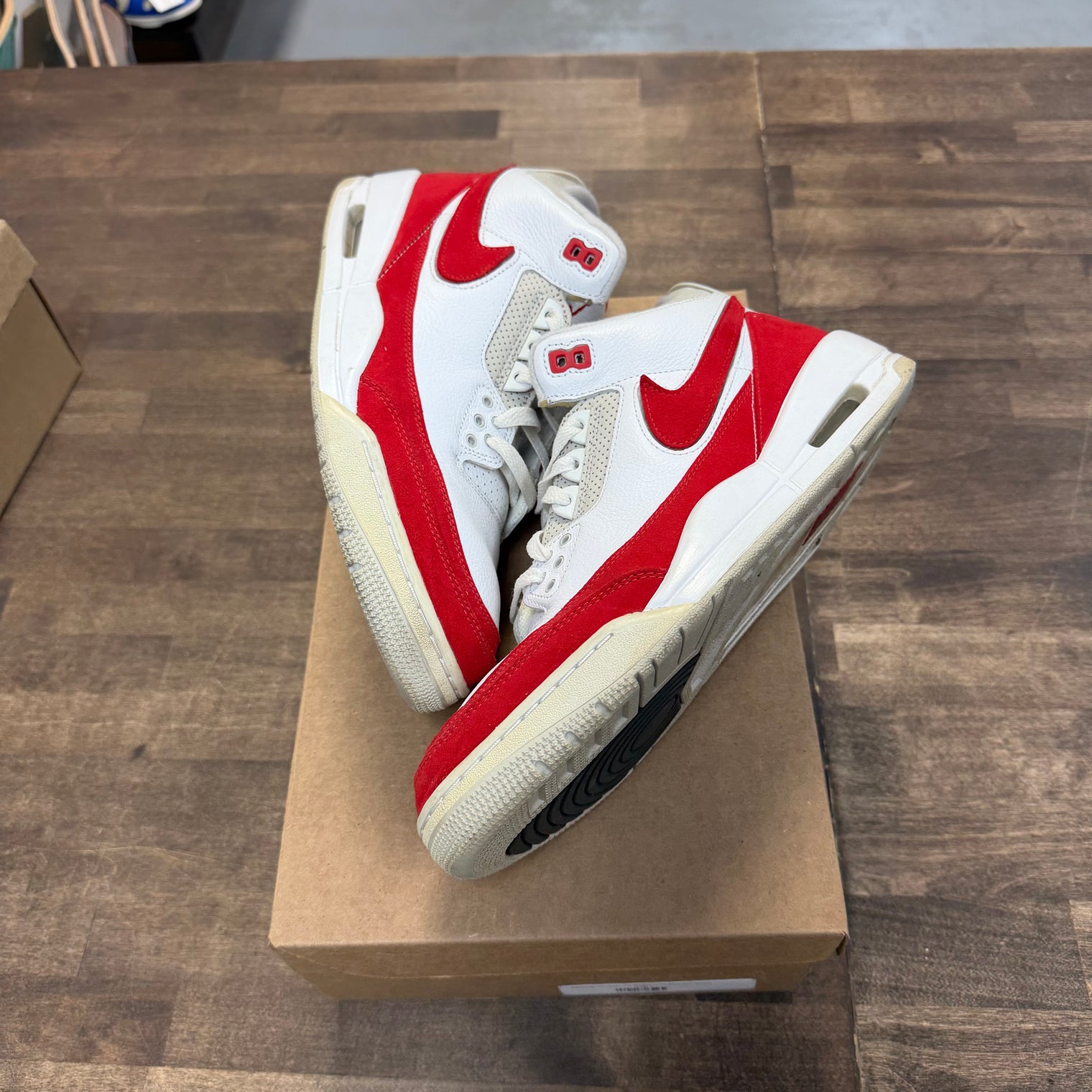 Tinker University Red Jordan 3 Retro (USED, No Box, No Insoles)