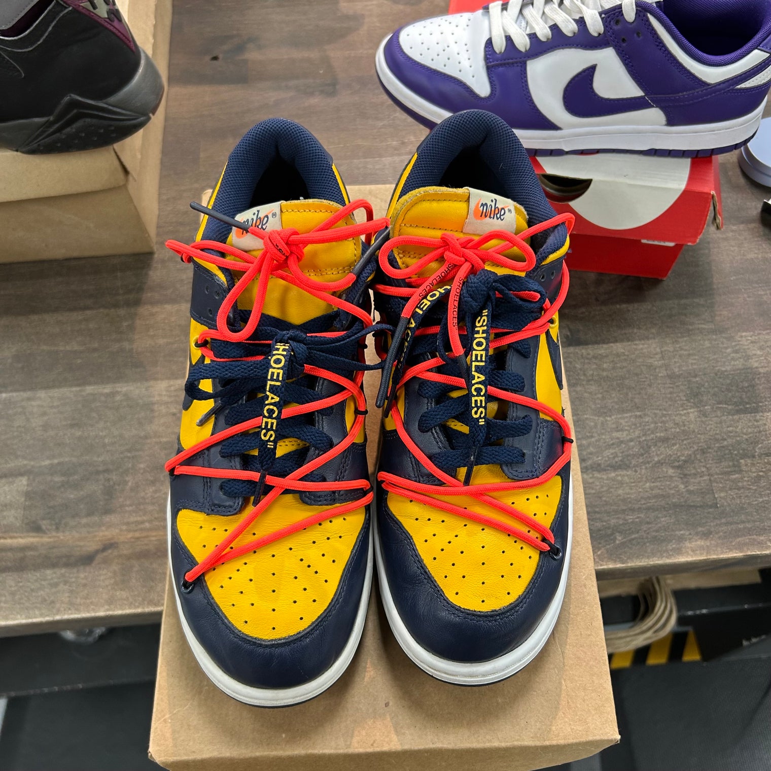 Off-White University Gold Nike Dunk Low (USED, No Box)