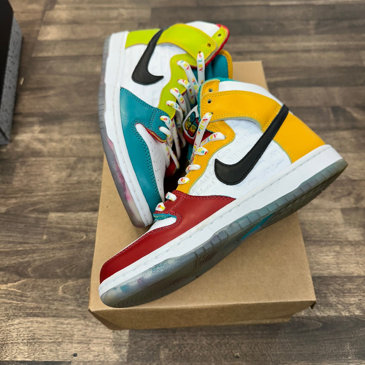 All Love No Hate Fro Skateshop SB Dunk High (USED, No Box)