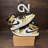 Jordan 1 Mid Metallic Gold Black White Size 10 (Pre-Owned) - Image 1