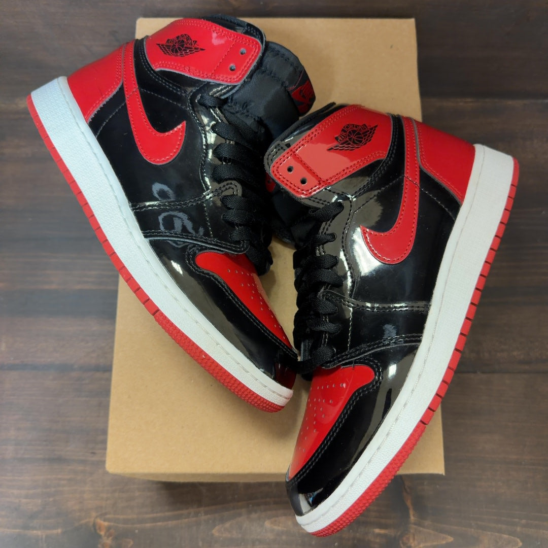 Jordan 1 Retro High OG Patent Bred (GS) Size 7Y (Pre-Owned) - Image 2