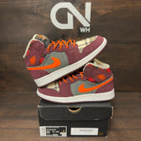 Jordan 1 Mid SE Plaid (GS) - Image 1