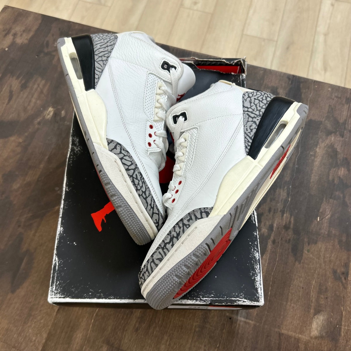Jordan 3 Retro White Cement Reimagined Size 9 (Moderately Worn Pre-Owned) - Image 1