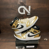 Jordan 1 Mid Metallic Gold Black White - Image 1