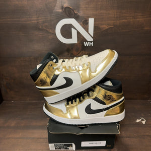 Jordan 1 Mid Metallic Gold Black White - Image 1