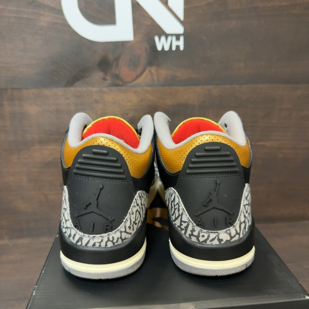 Jordan 3 Retro Black Cement Gold (Women's) Size 8W (Pre-Owned)