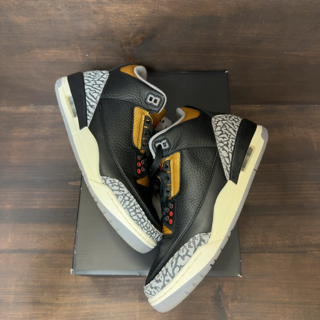 Jordan 3 Retro Black Cement Gold (Women's) Size 8W (Pre-Owned)