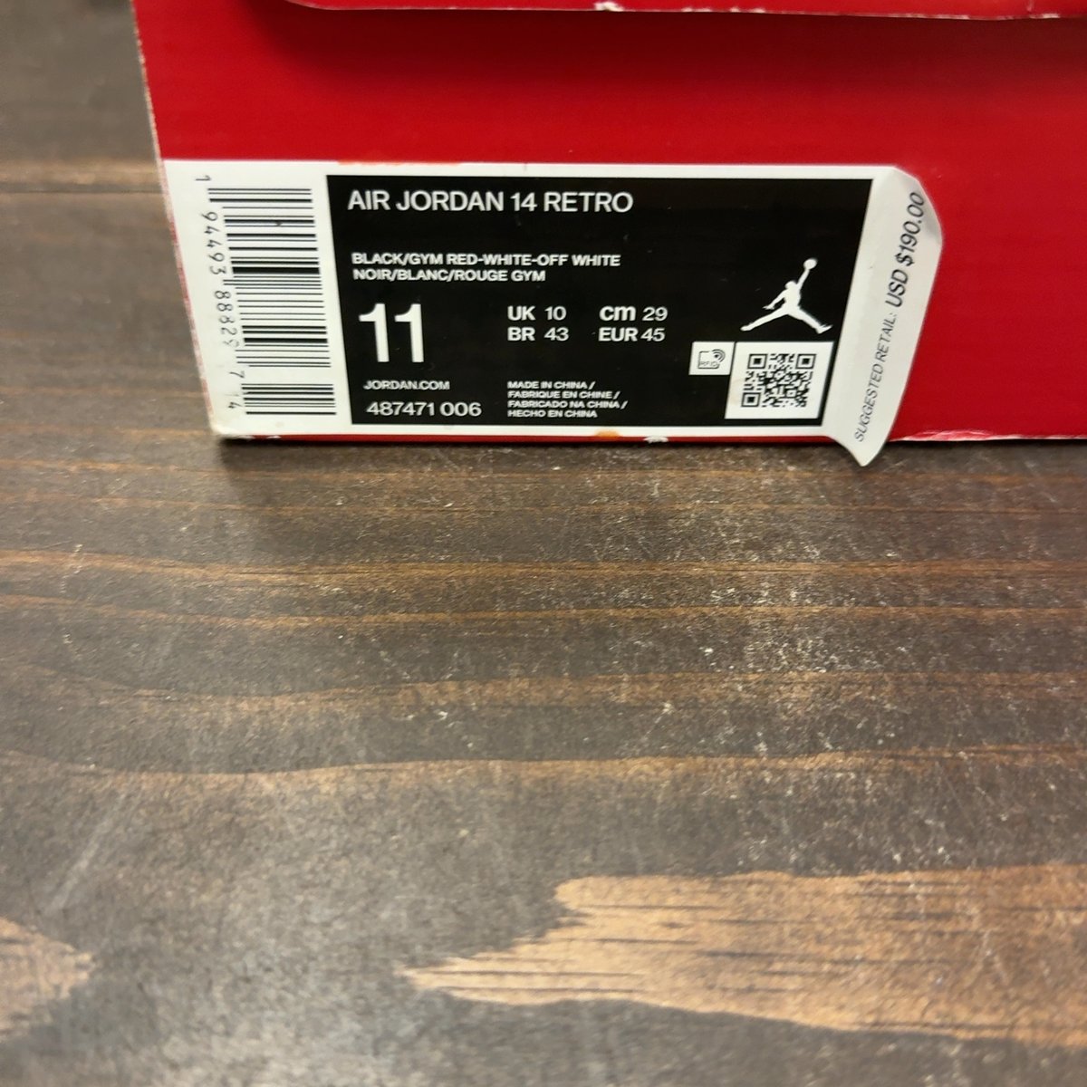 Jordan 14 Retro Gym Red Toro Size 11 (Pre-Owned) - aux