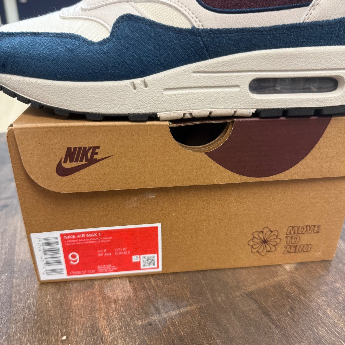 Nike Air Max 1 Coconut Milk Burgundy Crush Navy - Image 5