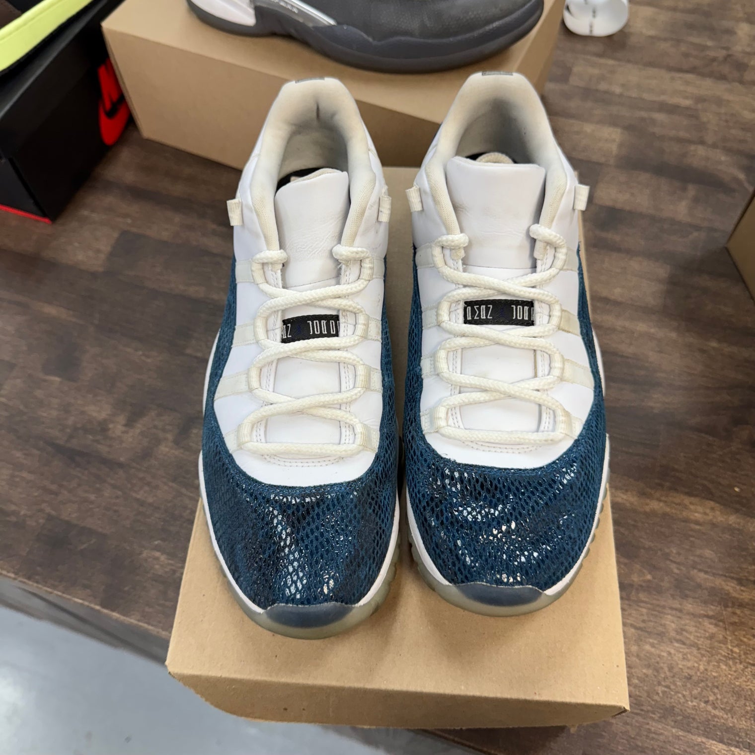 Navy Snakeskin Jordan 11 Low (USED, No Box)