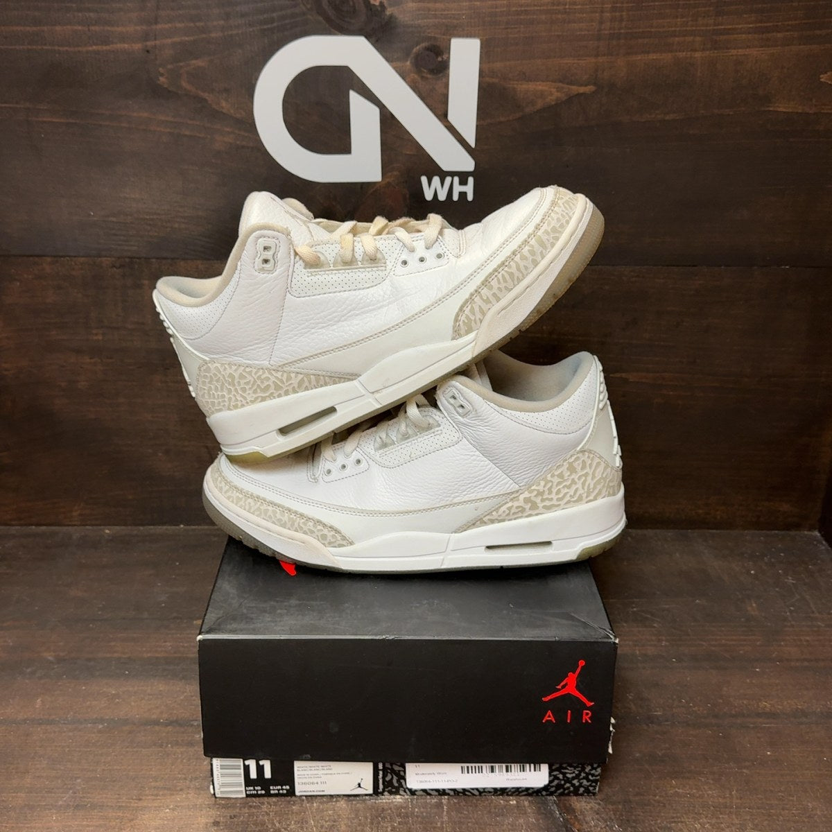 Jordan 3 Retro Pure White (2018) Size 11 (Pre-Owned) - front